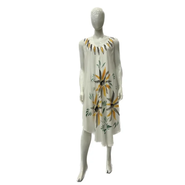 Women's Dresses Rayon Solid White with Brush Paint Sl U Gown 6-48 Case 6-48 Case 140Gms 1C Princess NWr1