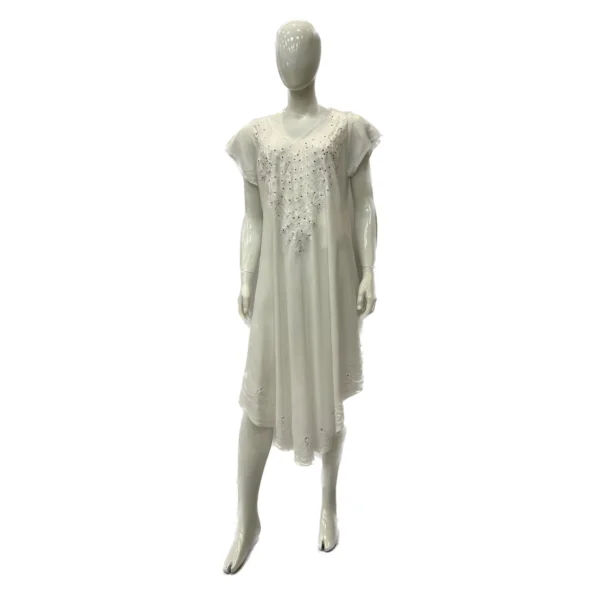 Women's Dresses Rayon Solid White with Embedded Ss U Gown 6-48 Case S-XL 140Gms 1C Chana NWr7