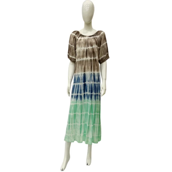 Women's Dresses Rayon Pastel Tie Dye Ss Long Dress 140Gms 1C 6-36-Case S-XL Kori NWa6