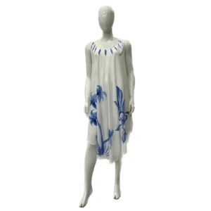 Women's Dresses Rayon Solid White with Brush Paint Sl U Gown 6-48 Case 6-48 Case 140Gms 1C Amani NWr2