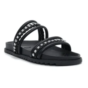 Women's Sandals Platform Metallic Diamond Embellished Two Strap Slipper Shoes NMBR