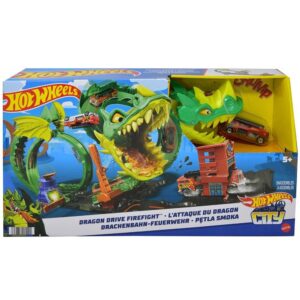 Mattel DDC Hot Wheels Dragon Drive Firefight Playset with 1 Car
