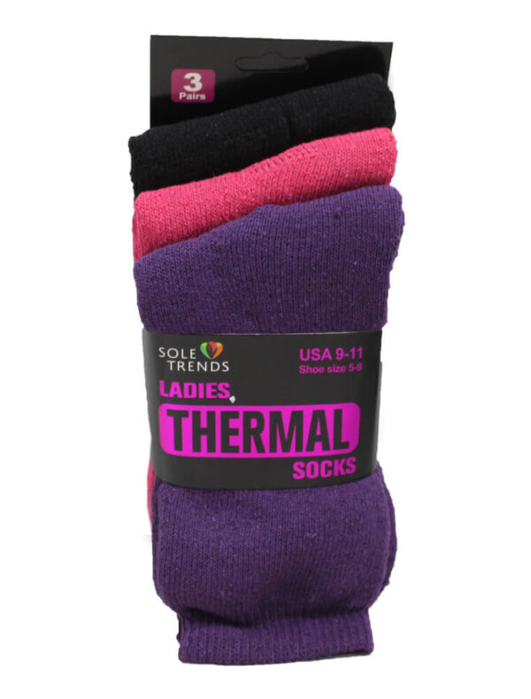 Ladies Thermal Socks 3 pk Size 9-11 - Assorted Colors